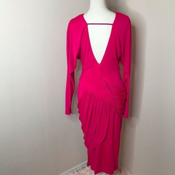 Vintage cascadei‎ hot pink drape midi dress - Picture 10 of 11